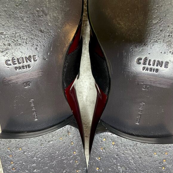 Celine Patent Leather Loafers with Grosgrain Ribbon in Burgundy - Picture 9 of 9